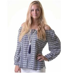 Walker & Wade Navy Geometric Top Size XS